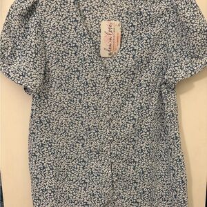 Eden in Love brand Blue and White Floral Blouse